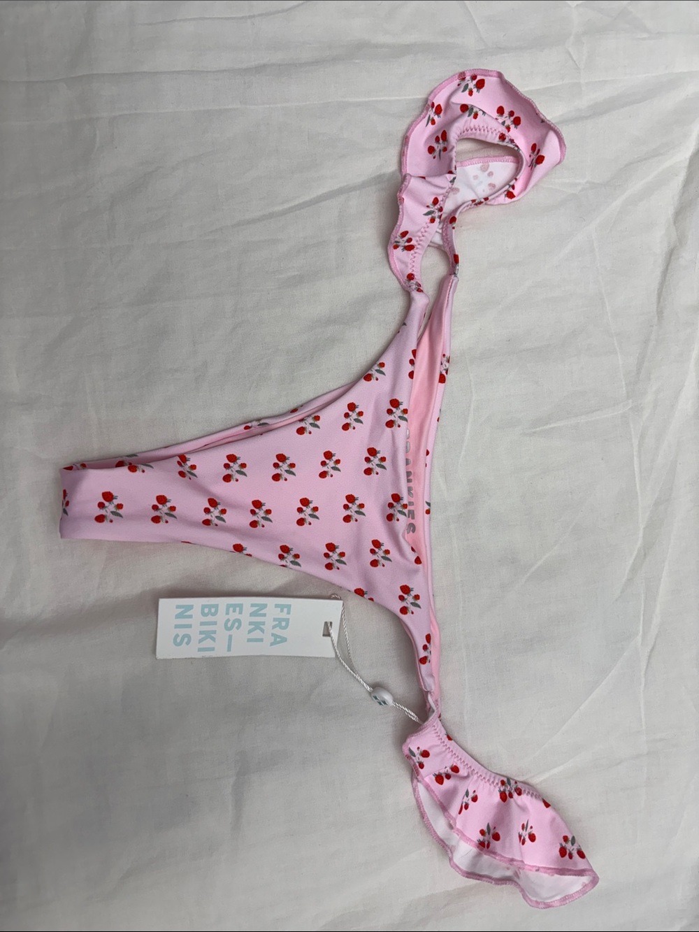 Frankies Bikinis Pink Strawberry Print Bikini Bottoms - Picture 3 of 5